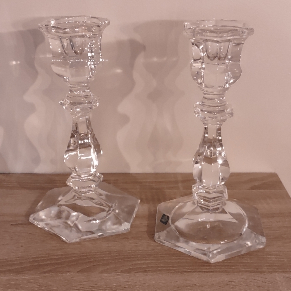 Shannon Crystal Designs Of Ireland 24% Lead Crystal Candle Holders Set